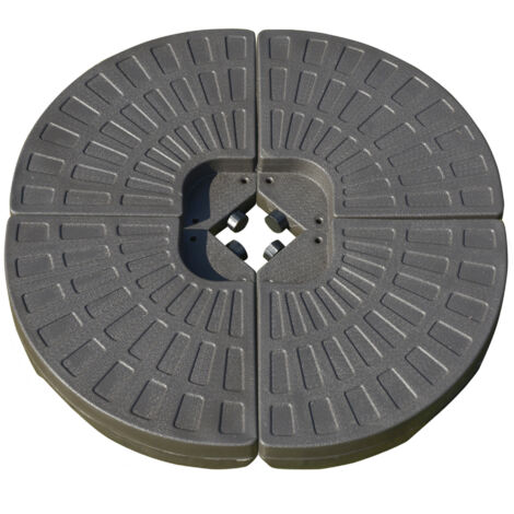 Lot de 4 poids de lestage pour parasols déportés dim. totales 100L x 100l x 10H cm HDPE café