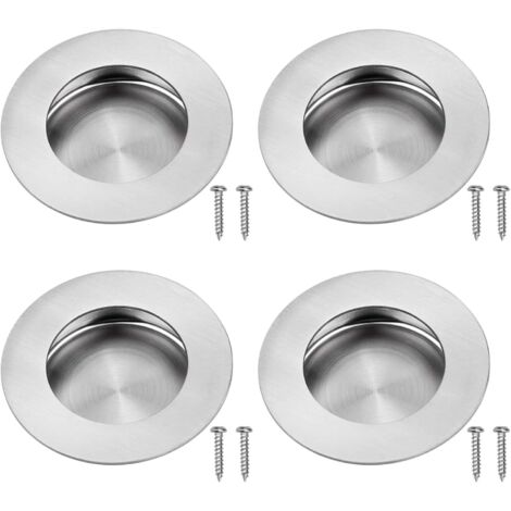 Lot de 4 Poignée, Acier Inoxydable 304, Encastrée, Ronde, Ø 40 mm, Pour Cuisine Placard Dressing