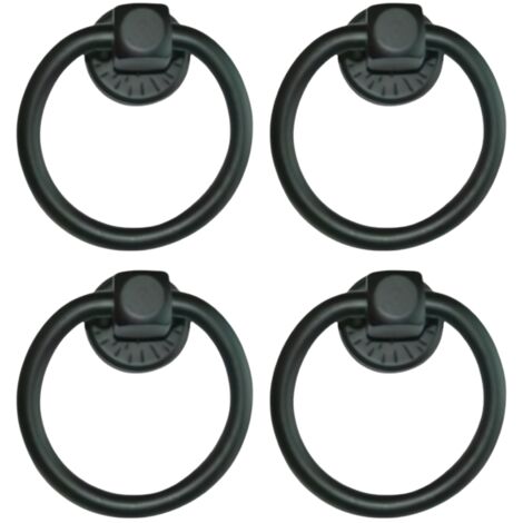 Lot de 4 poignée de tirage noire,poignée ronde robuste, boutons de meubles boutons de cuisine anneaux de tiroir - Format : 5.2 x 11 cm