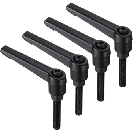 Lot de 4 Poignées à levier M6 x 30 mm Acier au carbone Noir Mécanisme verrouillage rapide Alliage de zinc Machines industrielles