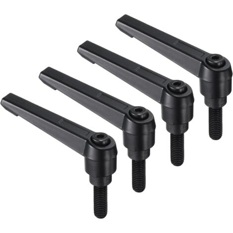Lot de 4 Poignées à levier M8 x 20 mm Acier au carbone Alliage de zinc Noir pour Machines industrielles