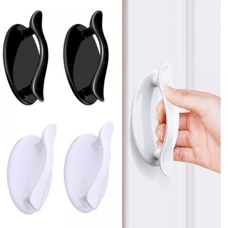 Lot de 4 poignées de fenêtre autocollantes. pour portes coulissantes. armoires. tiroirs. coffres. réfrigérateurs (blanc et noir)
