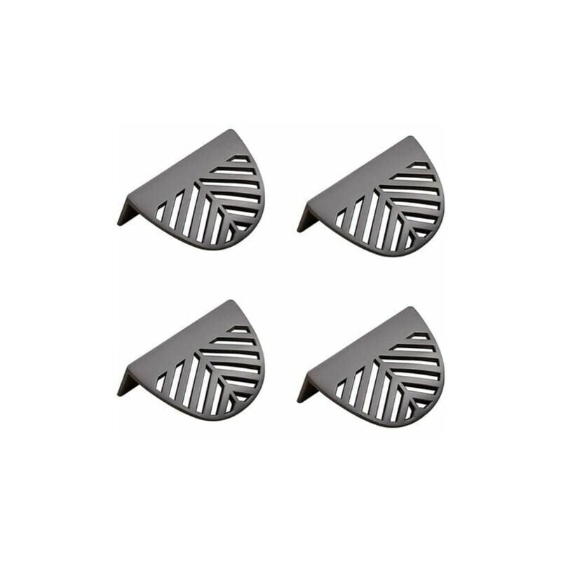 Lot de 4 poignées de meubles en forme de feuille en laiton doré - noir pour meubles de cuisine en laiton