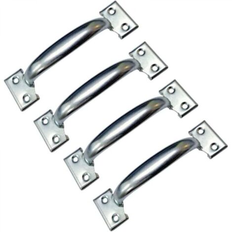 Lot de 4 poignées de porte de grange rétro pour armoires de cuisine, distance entre les trous : 58 mm, fer argenté