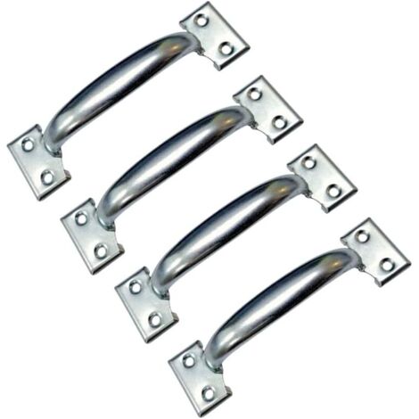 Lot de 4 poignées de porte de grange rétro pour armoires de cuisine, distance entre les trous : 82 mm, fer argenté