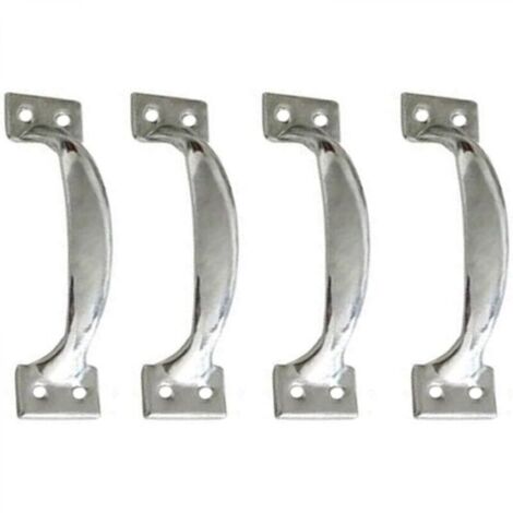 Lot de 4 poignées de porte de grange vintage pour armoires de cuisine, centre du trou : 101 mm, fer argenté