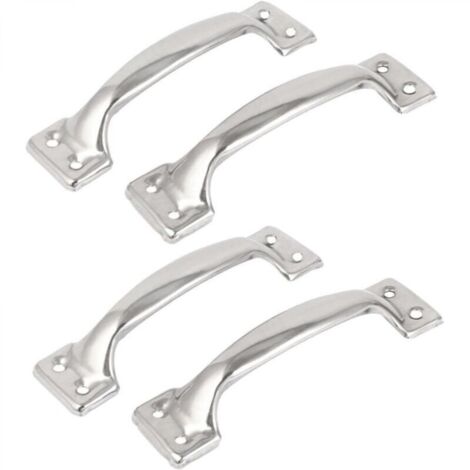 Lot de 4 poignées de porte de grange vintage pour armoires de cuisine, centre du trou : 112 mm, fer argenté