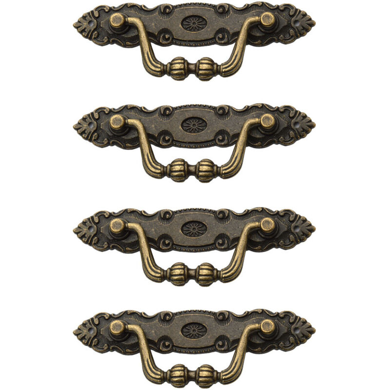 Lot de 4 poignées de tiroir vintage en bronze classique en alliage de zinc avec 8 vis M2 pour meubles