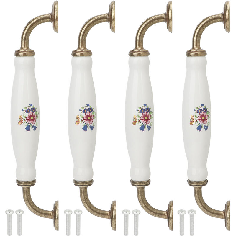 Jeffergarden - Ej.Life Lot de 4 poignées en céramique vintage blanc tiroir/commode/armoire tire poignée en alliage de zinc bouton de porte d'armoire