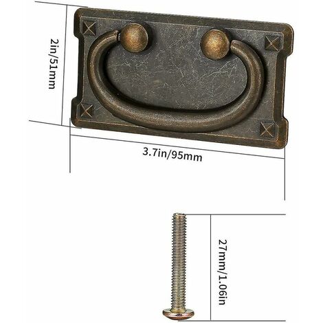 Lot de 4 poignées et boutons de tiroir, armoires de cuisine vintage, poignées et poignées de tiroir, poignées de porte de meubles anciens pour chambre à coucher，Fonepro
