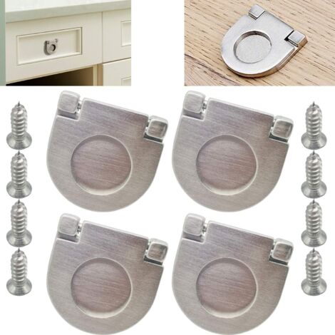 Lot de 4 poignées invisibles en acier inoxydable - Accessoires pour placards, tiroirs et armoires - Vis incluses (35 m)