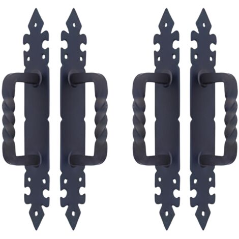 Lot de 4 poignées noires, poignées de porte robustes,poignée de porte pour portails et meubles - Format : 27.5 x 4.5 cm