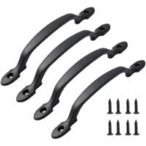 Lot de 4 poignées pour meubles (armoires, cuisine, portes, tiroirs), avec vis (pour penderies, chambres), longueur 158 mm