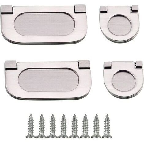 Lot de 4 Poignées Tiroir Invisibles 35/75mm Poignées Meuble avec Vis pour Armoire Cabinet Commode Argent