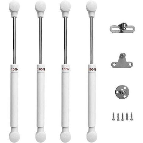 Lot de 4 Porte Armoire de Cuisine Vérin à Gaz 100N Relevable Ressorts à Gaz Rester Charnière Amortisseur Pistons Pneumatique Soutien pour Levage Portes Meuble
