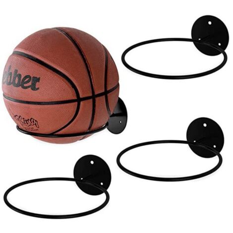 Lot de 4 porte-ballons muraux en métal, support mural pour basket-ball, football, volley-ball, rugby