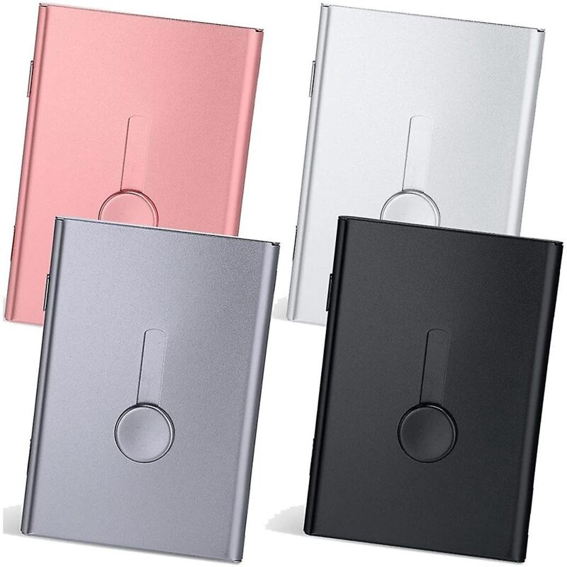 Lot de 4 porte-cartes de visite coulissants, porte-cartes de visite à clé usb, porte-cartes de visite de poche en métal