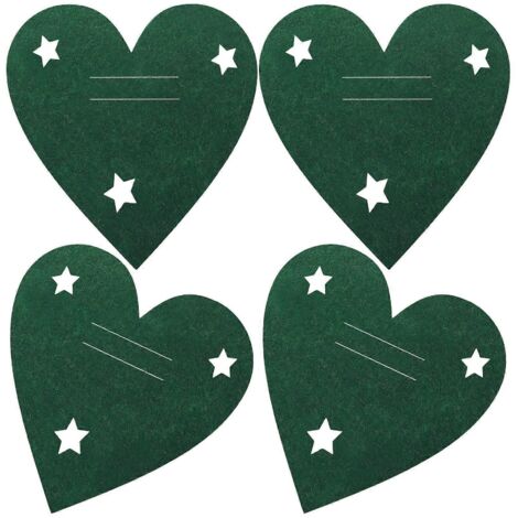 Lot de 4 porte-couverts de Noël en forme de cœur, avec pochettes pour couverts.