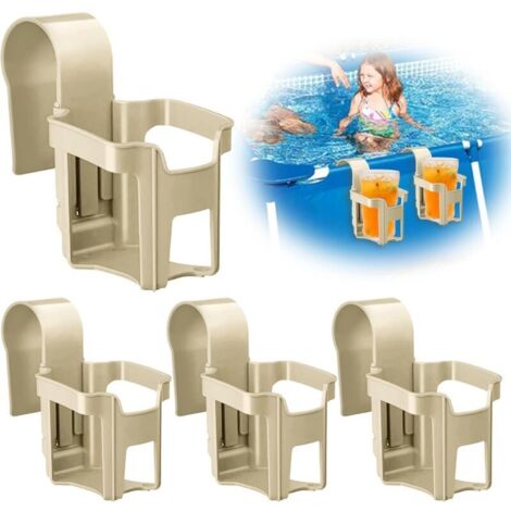 Lot de 4 porte gobelets de piscine Accessoires pour piscines hors sol En plastique Accessoire de piscine multifonction pour la plupart(kaki)