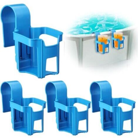 Lot de 4 porte-gobelets de piscine en plastique, accessoires polyvalents, adaptés à la plupart des piscines (bleu)