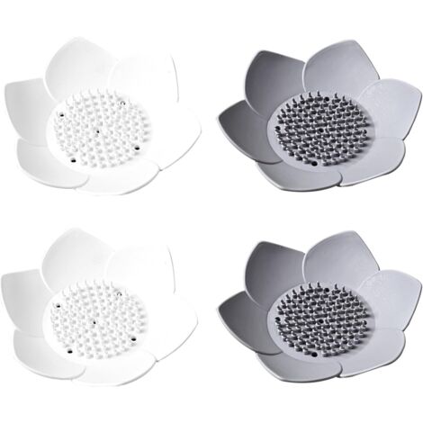 Lot de 4 porte-savons fleur en silicone – créatifs, drainage domestique, accessoires salle de bain colorés