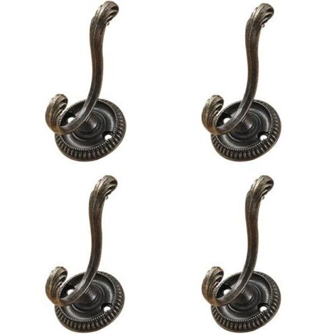 Lot de 4 porte-serviettes muraux décoratifs, crochets pour manteaux, salle de bain, cuisine, porte de garage, porte-clés, armoire de rangement