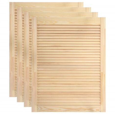 HELLOSHOP26 Lot de 4 portes à persiennes bois de pin massif portes d'armoire portes d'étagères revêtement pour placard penderie garde-robe 61,5x39,4 cm
