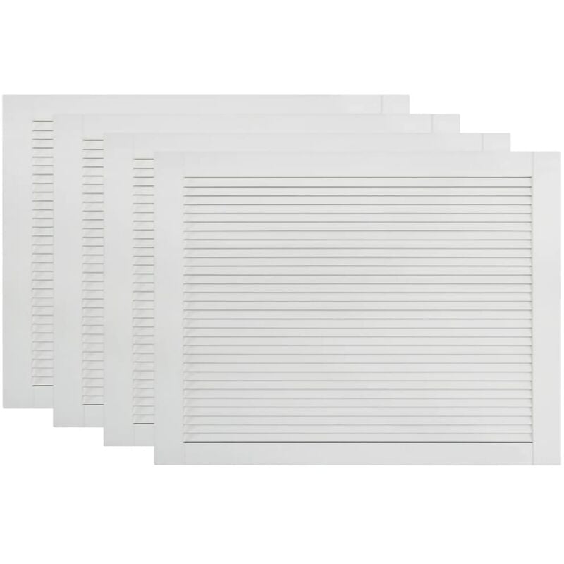 Lot de 4 portes à persiennes portes d'armoire portes d'etagères revêtement pour placard penderie garde-robe 39,5 x 59,4 cm bois de pin massif blanc