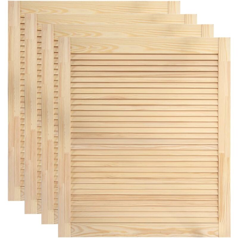 Lot de 4 portes à persiennes portes d'armoire portes d'etagères revêtement pour placard penderie garde-robe 61,5 x 49,4 cm bois de pin massif