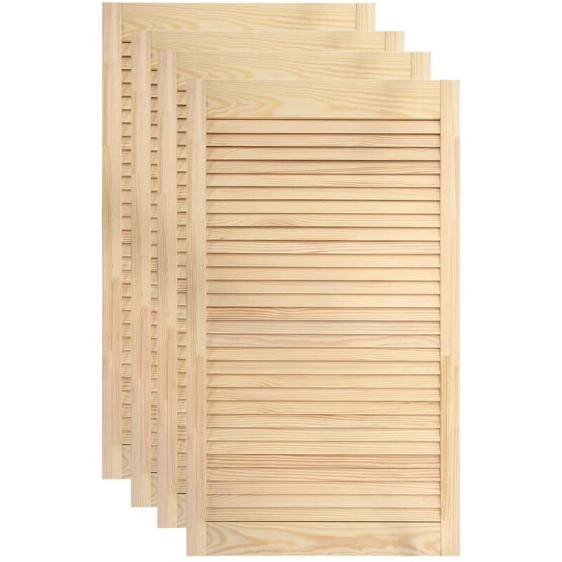 Lot de 4 portes à persiennes portes d'armoire portes d'étagères revêtement pour placard penderie garde-robe 99,3x49,4 cm bois de pin massif