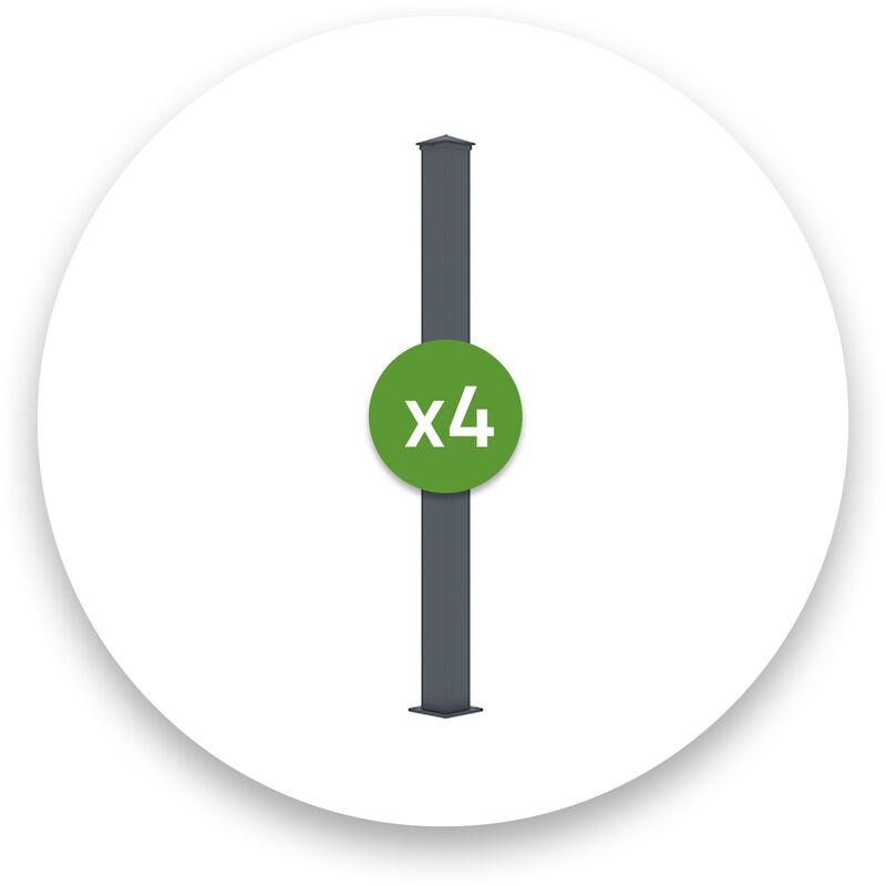 Lot de 4 poteaux eifel 10x10 en alu H.166cm - Gris anthracite