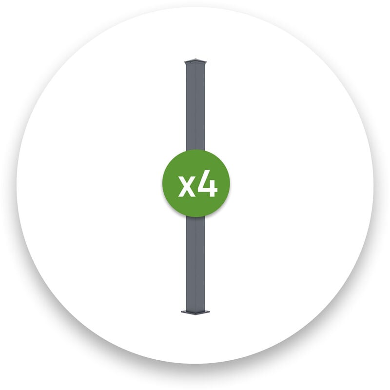 Lot de 4 poteaux eifel 10x10 en alu H.190cm - Gris anthracite