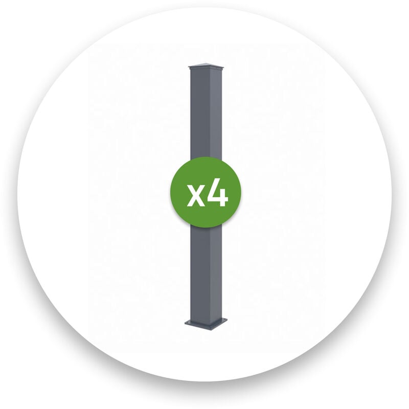 Lot de 4 poteaux EIFEL 15x15 en alu H.166cm - Gris anthracite