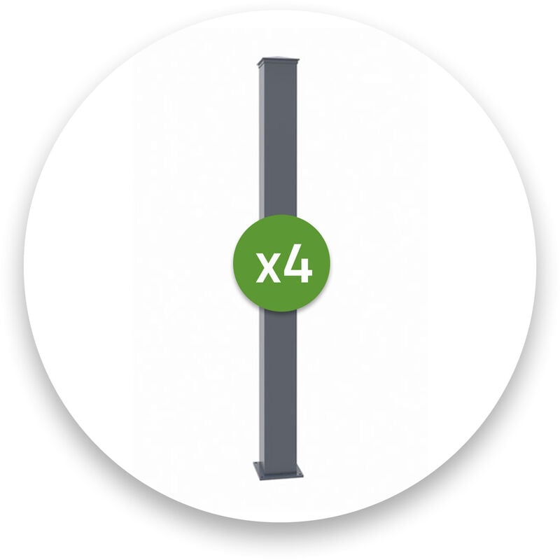 Lot de 4 poteaux eifel 15x15 en alu H.190cm - Gris anthracite