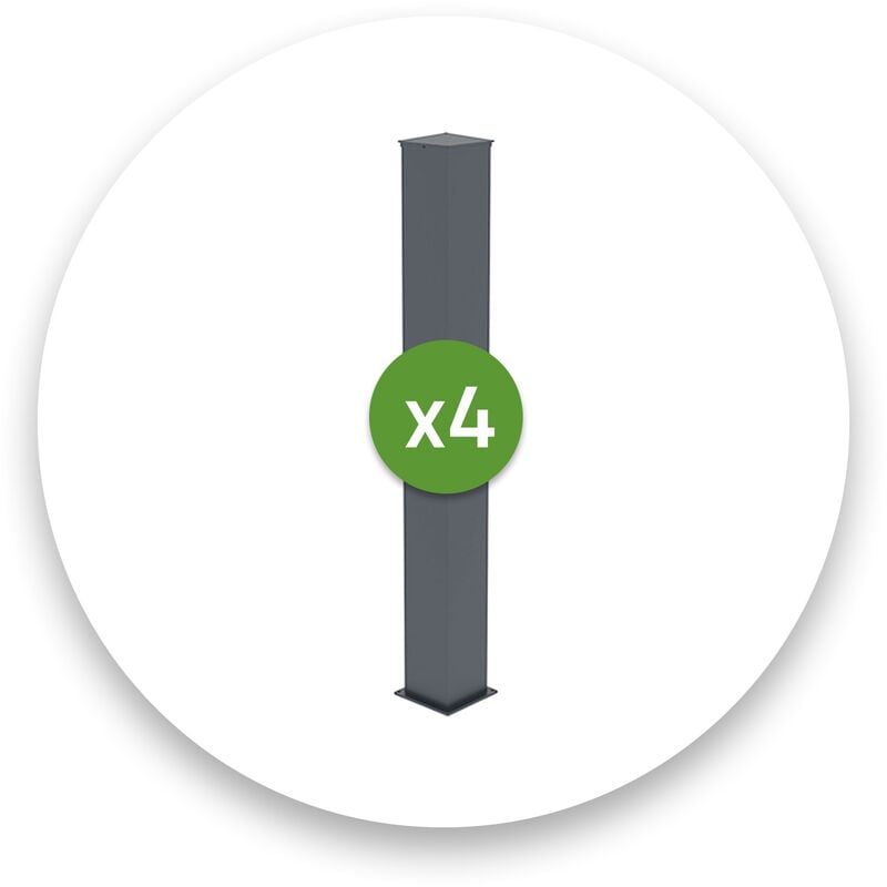 Lot de 4 poteaux eifel 20x20 en alu H.190cm - Gris anthracite