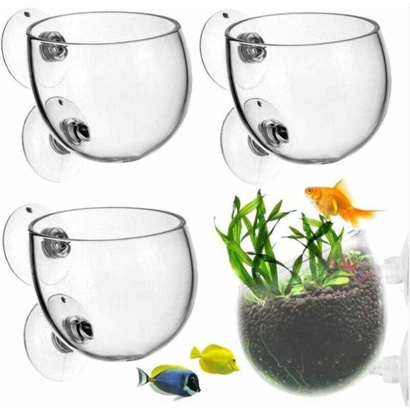 Fitags - Lot de 4 pots de fleurs en cristal avec ventouse 6 cm