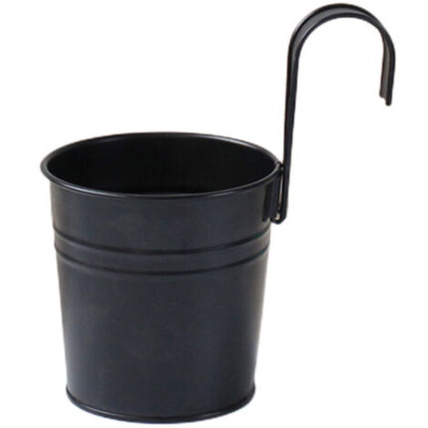 Lot de 4 pots de fleurs suspendus en fer noir avec crochet amovible pour extérieur, intérieur ou extérieur