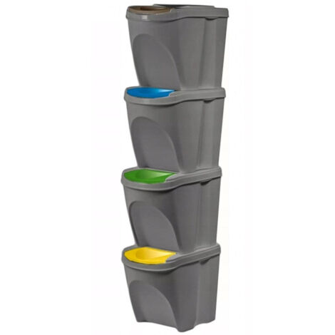 JARDIBRICODECO Lot de 4 poubelles de recyclage en plastique 100L Prosperplast Sortibox Sortibox en couleur grise