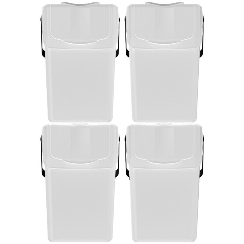 Keden - Lot de 4 poubelles sortibox recycler, blanc, 100L
