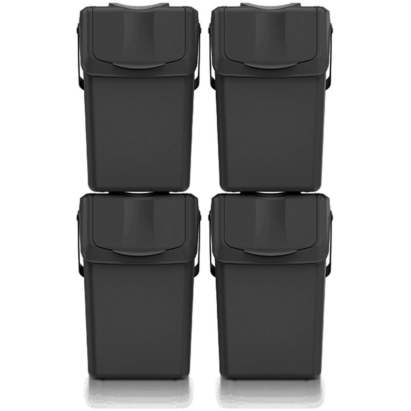Keden - Lot de 4 poubelles sortibox recycler, noir, 100L