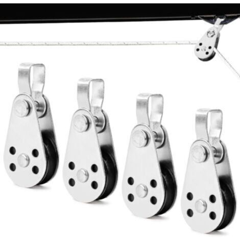 Lot de 4 poulies de renvoi pour cordes, câble en acier inoxydable, pour cordes de 2 mm à 8 mm, poulie de déviation, treuil oscillant, convient