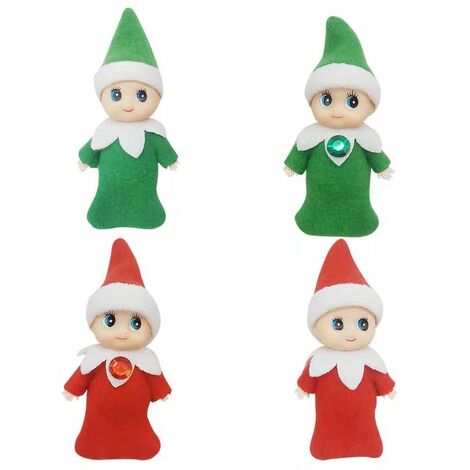 Lot de 4 poupées lutin de Noël, petites poupées lutins miniatures, jouets fantaisie, 2 couleurs pour décoration de Noël