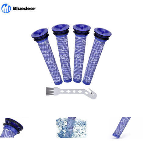 Lot de 4 pré-filtres pour Dyson V6 V7 V8 aspirateur lavable Replenishment Pré-filtre pour Dyson DC58 DC59 DC61 DC62 Animal Accessoire de remplacement  965661–01 Bluedeer