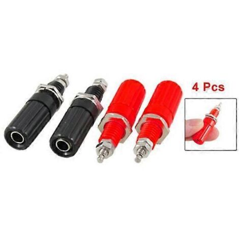 Lot de 4 prises bananes femelles 4 mm à corps métallique et bornes à vis 7 mm