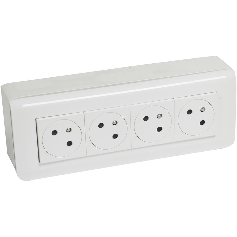 Legrand - 4x2P+T Surface Mosaic Link à 45° précâblée + plaque + cadre saillie - blanc