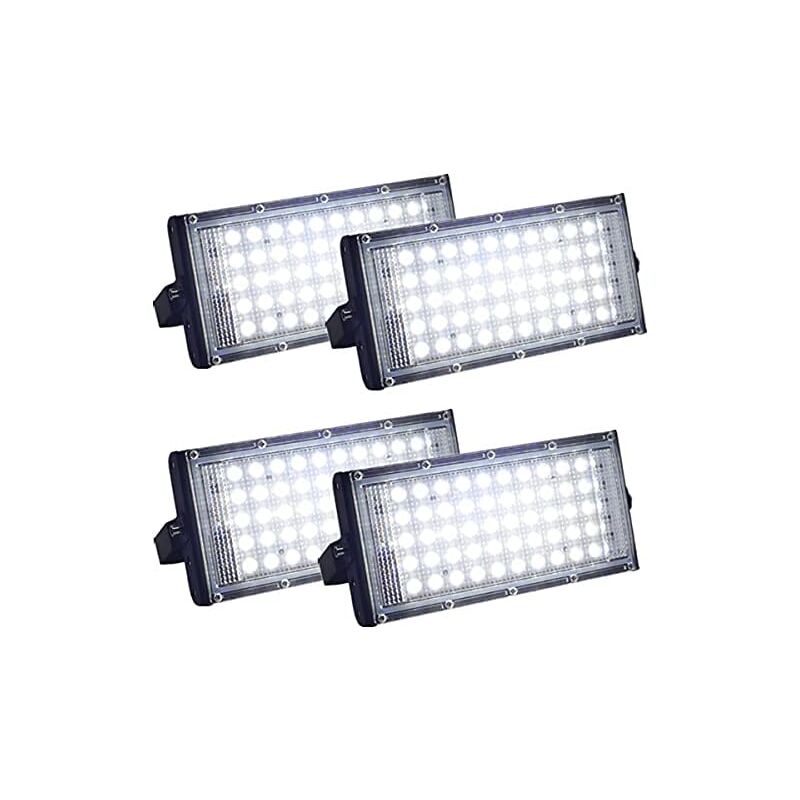 Lot de 4 projecteurs led d'extérieur super lumineux IP66 étanches - Lumière du jour - Projecteur led
