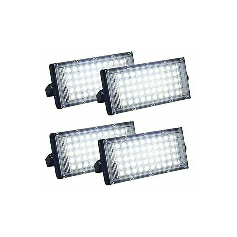 Lot de 4 projecteurs led d'extérieur ultra lumineux, avec indice de protection IP66 pour une étanchéité maximale. Parfaits pour éclairer une cour, un