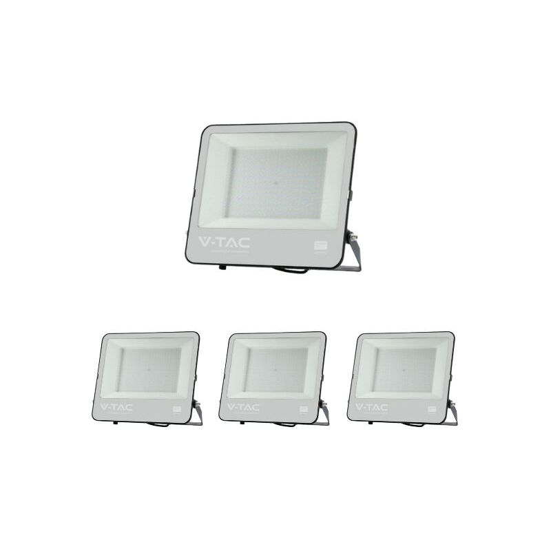 Lot de 4 Projecteurs led Extérieurs 200W IP65 Samsung Chip Noir V-tac pro VT-44204 - 115 ° - Blanc neutre - 4000K