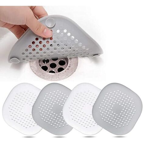 Lot de 4 protecteurs de canalisation en silicone, crépine d'évier de cuisine avec ventouse, crépine de couvercle de vidange de baignoire, crépine d'évier de cuisine et de salle de bain.