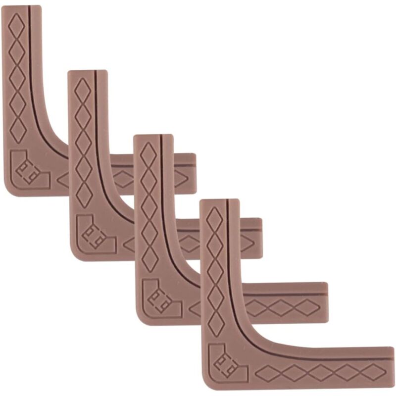Lot de 4 Protections d'angle en Silicone Souple Marron pour Meubles et Fenêtres Design Fin Anti-Chocs Protection Sécurité pour Tables Basses et Coins
